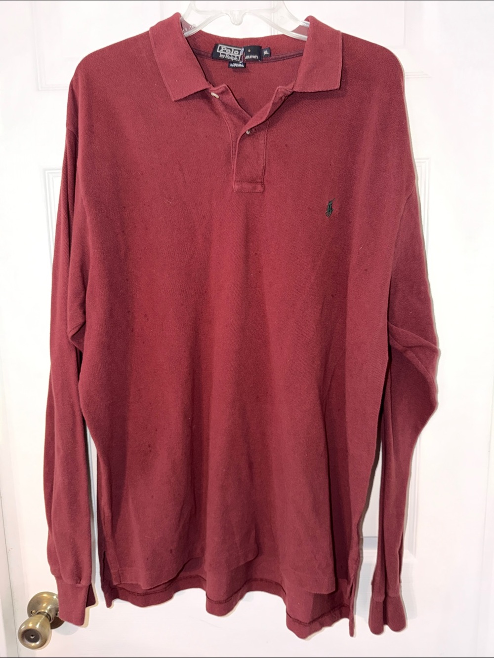 Men’s Ralph Lauren Polo long sleeve polo shirt, size XL, burgandy maroon